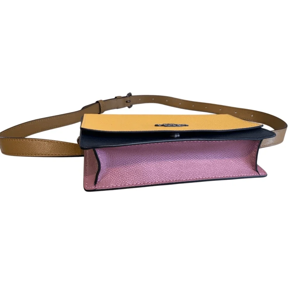 Coach Convertible Belt Bag Yellow Color block Leather Handbag